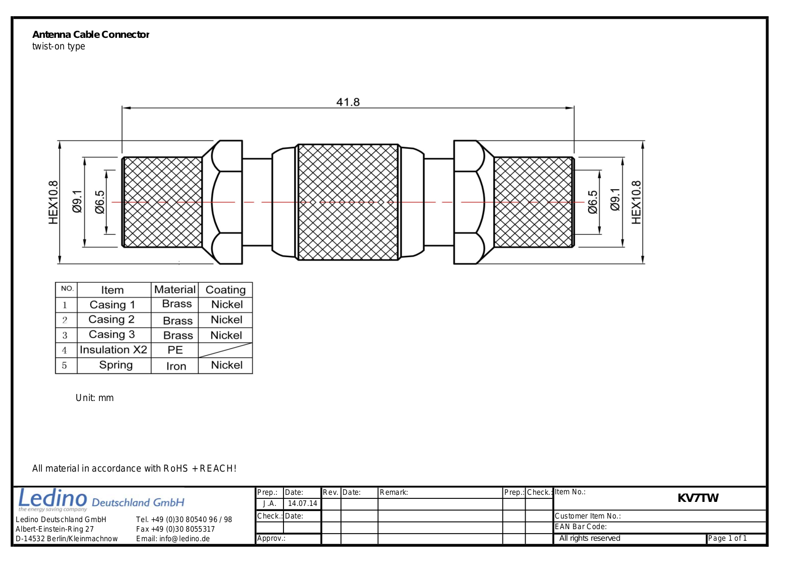 Datasheet KV 7 TW Datasheet (FREI) - ManualMachine.com