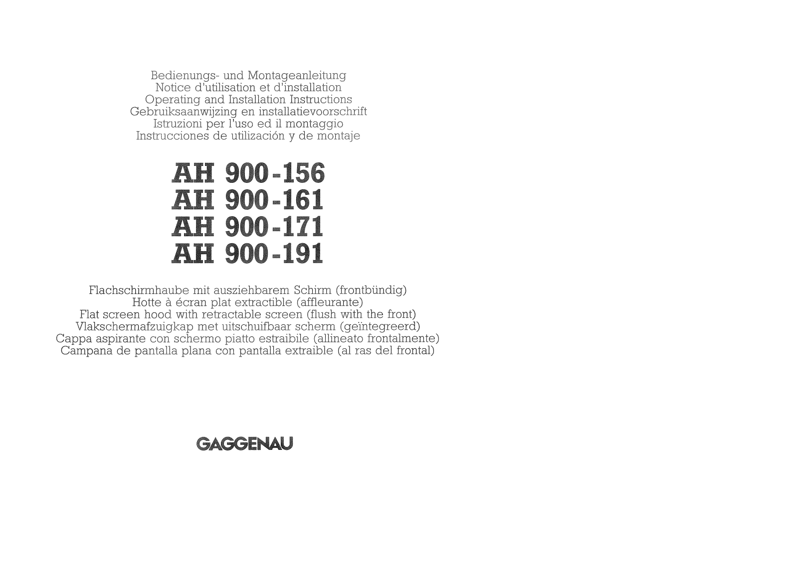 GAGGENAU AH900161 User Manual