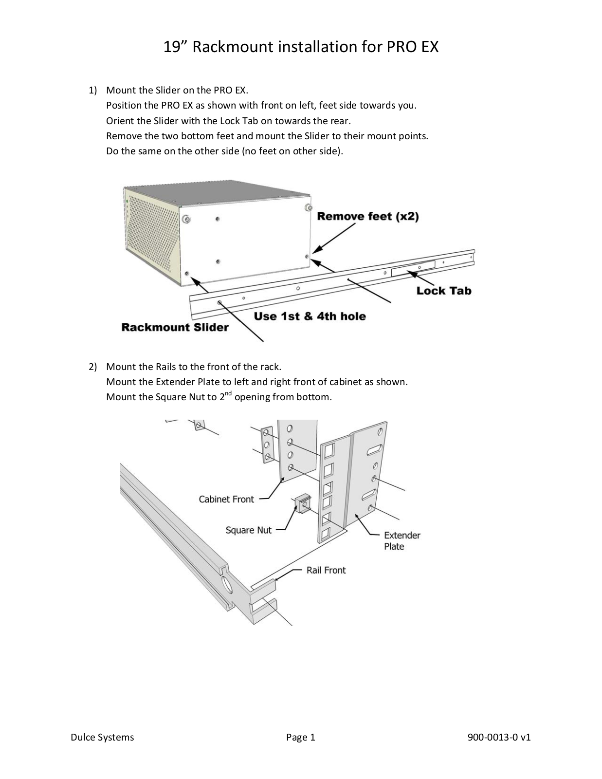 Dulce Systems 19 Rackmoun for PRO RX User Manual