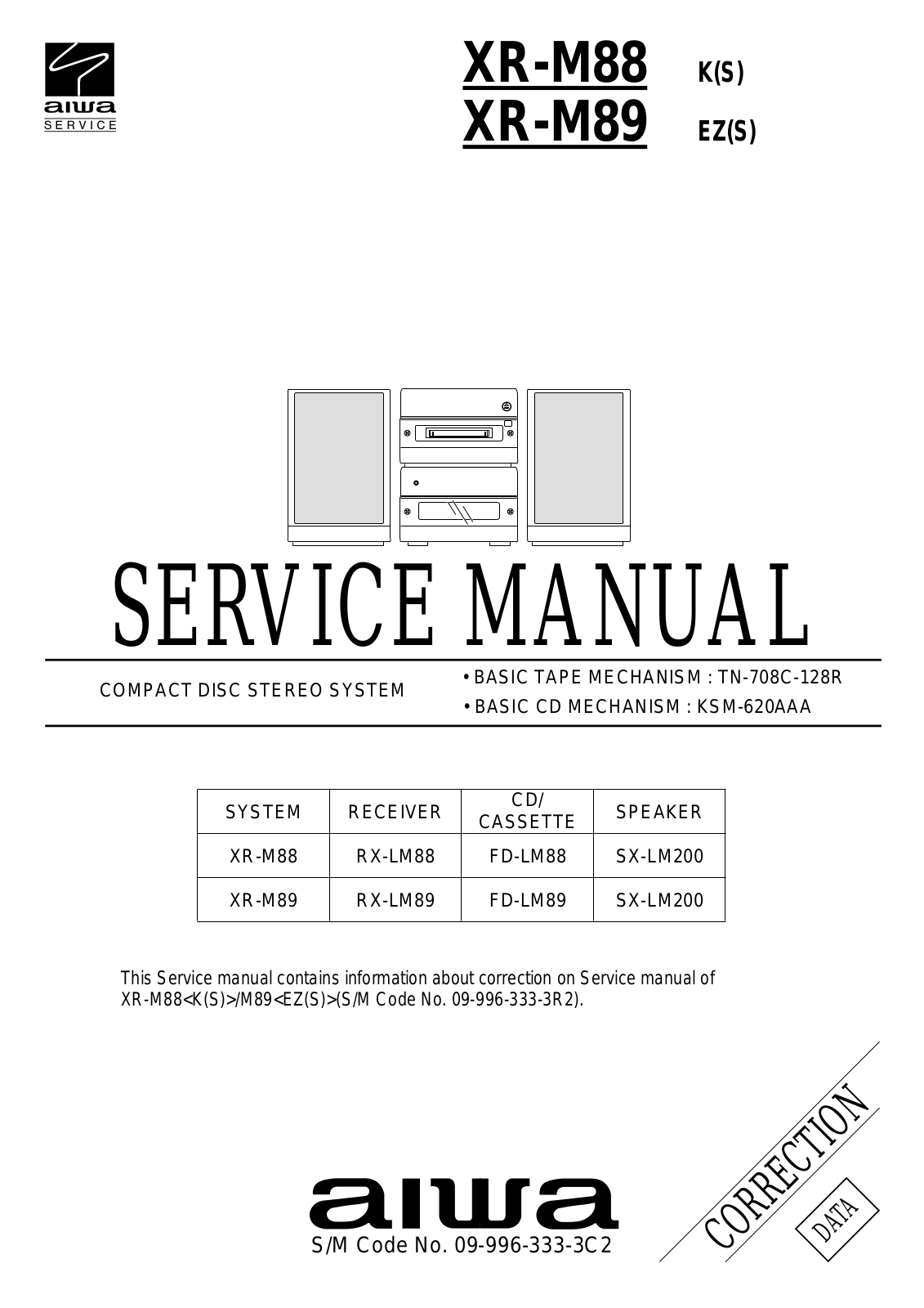 Aiwa XR-M88, XR-M89 Service Manual