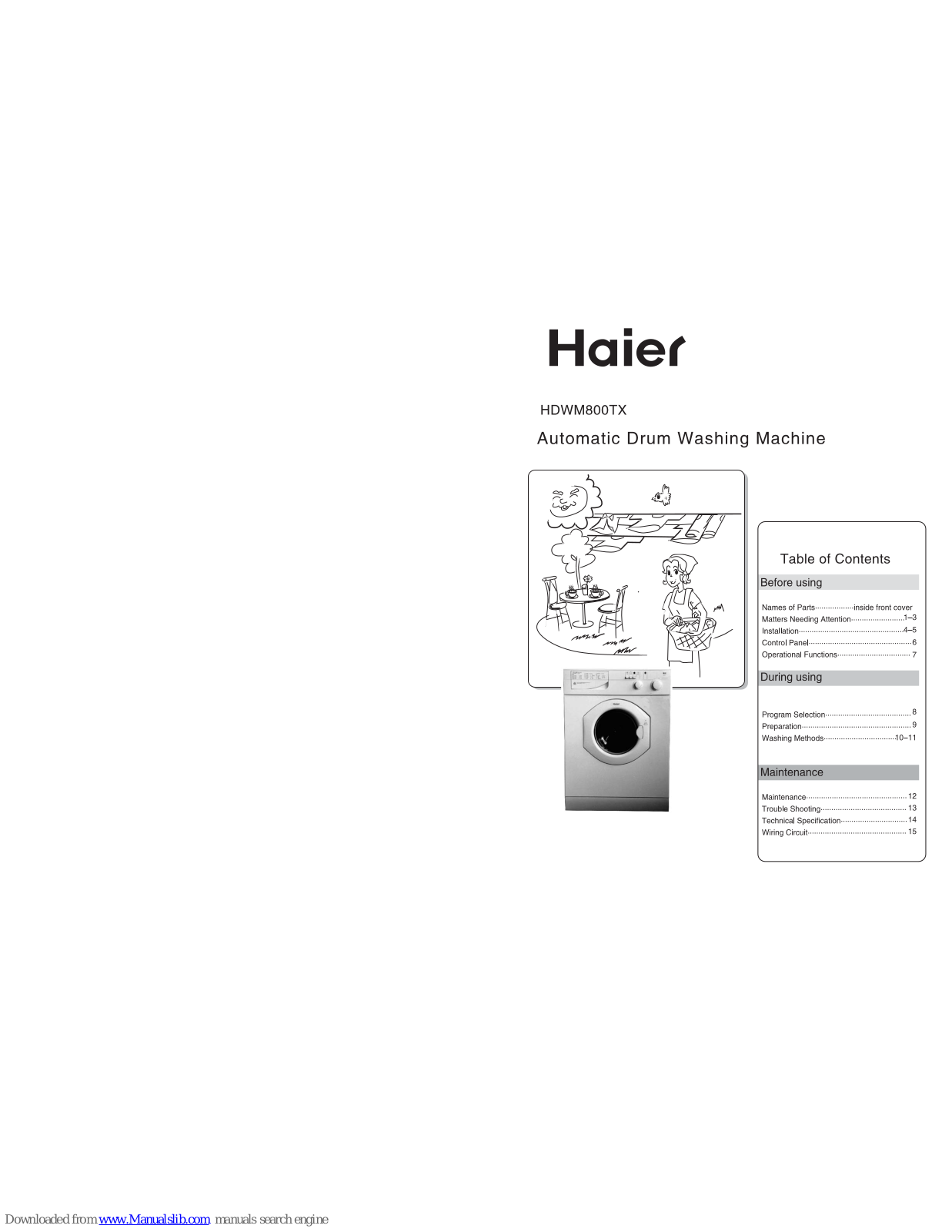 Haier HDWM800TX User Manual