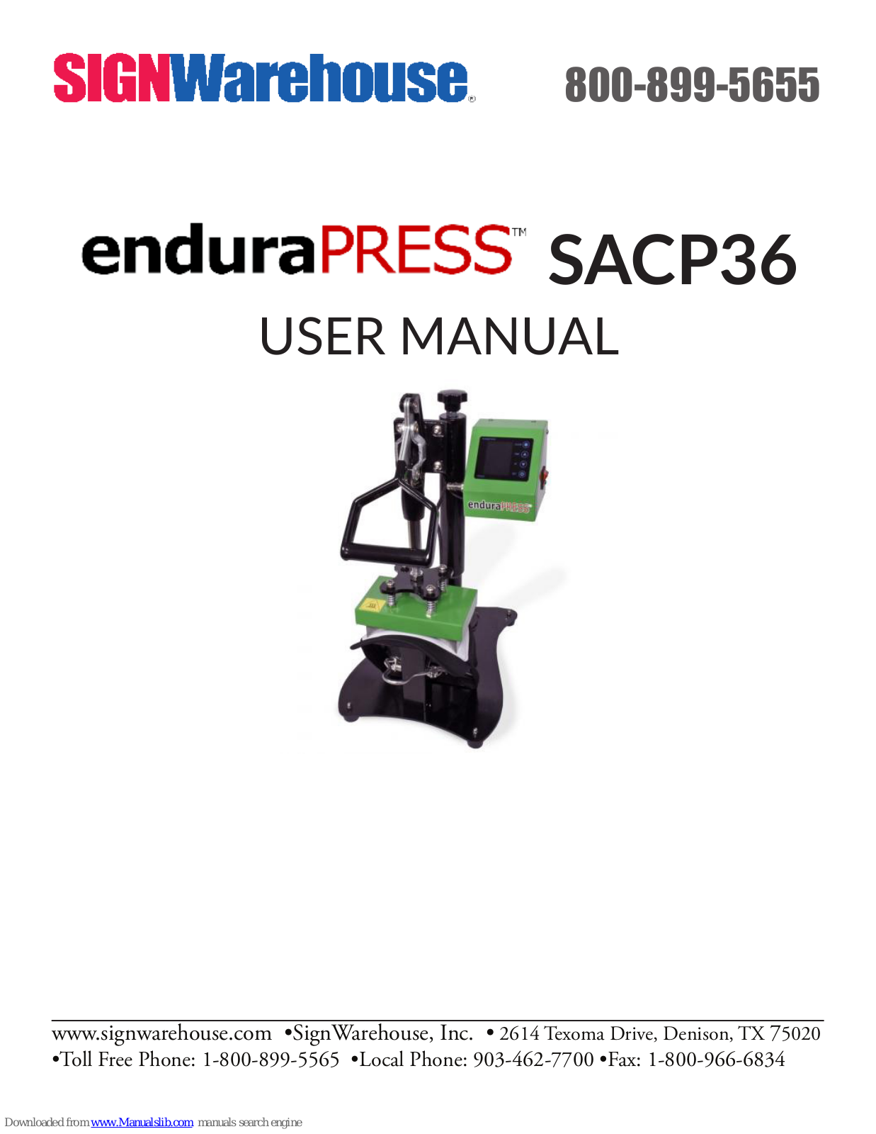 SignWarehouse enduraPRESS SACP36, EnduraPRESS CS16-AR, enduraPRESS SD20, enduraPRESS SA12, enduraPRESS MF15 User Manual