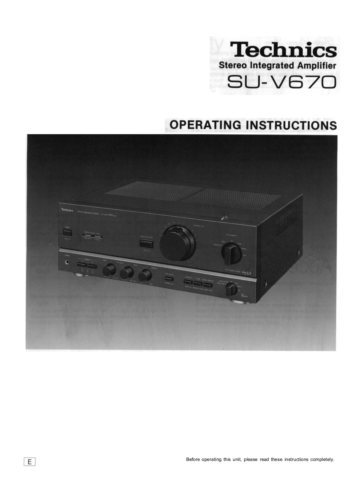 Technics SU-V670 User Manual