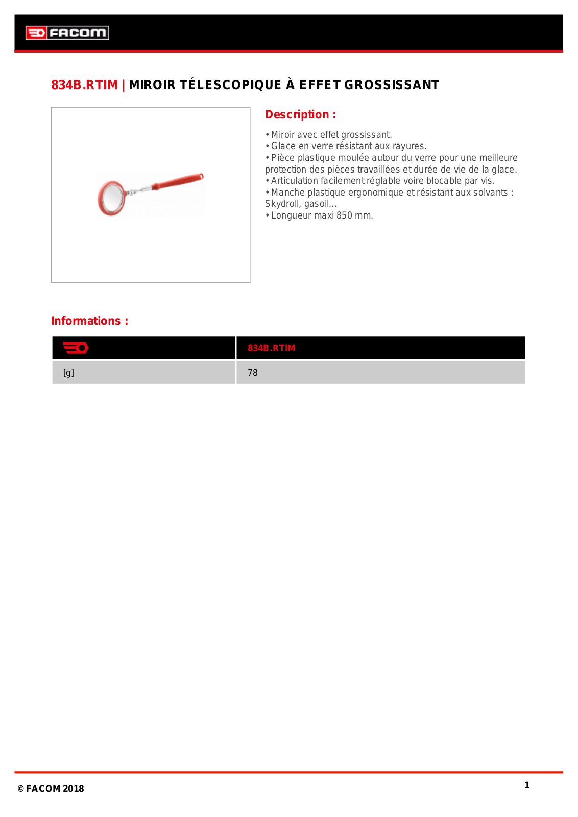 Facom 834B.RTIM Specification