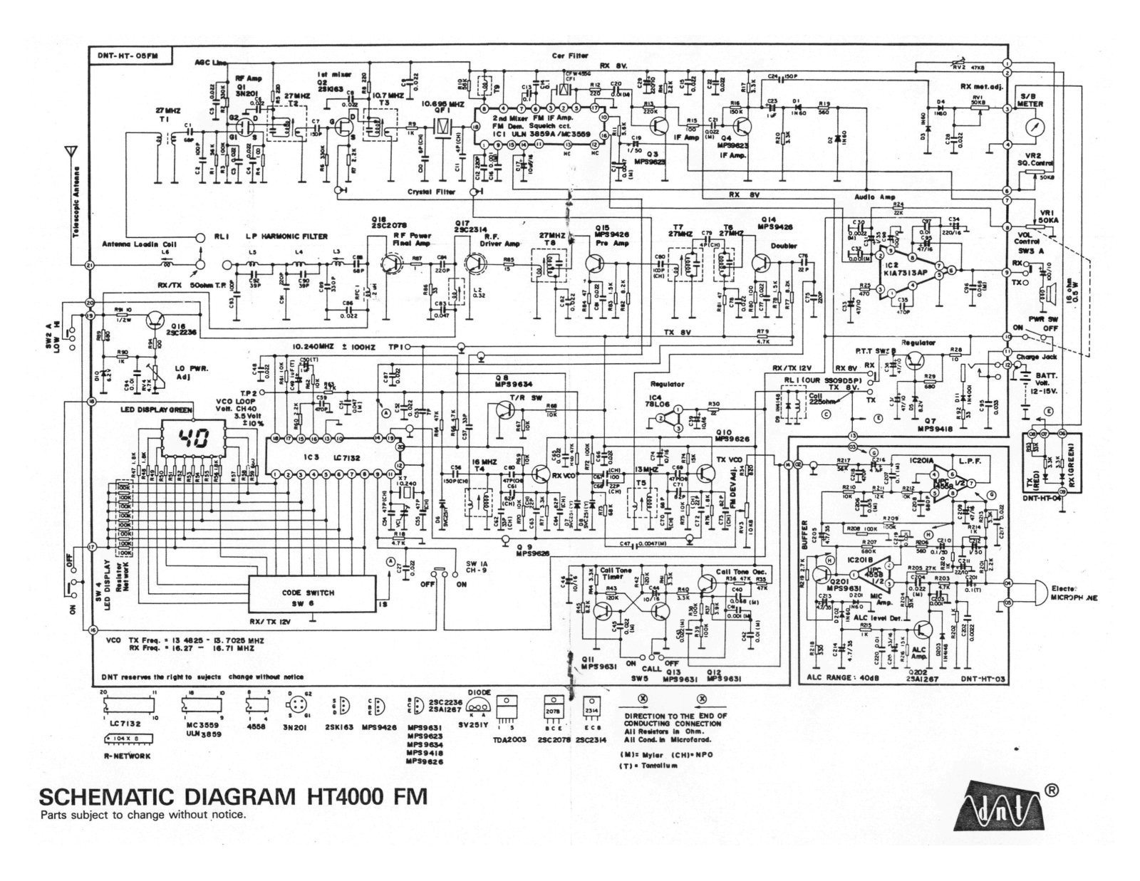 DNT ht4000-fm Schematic