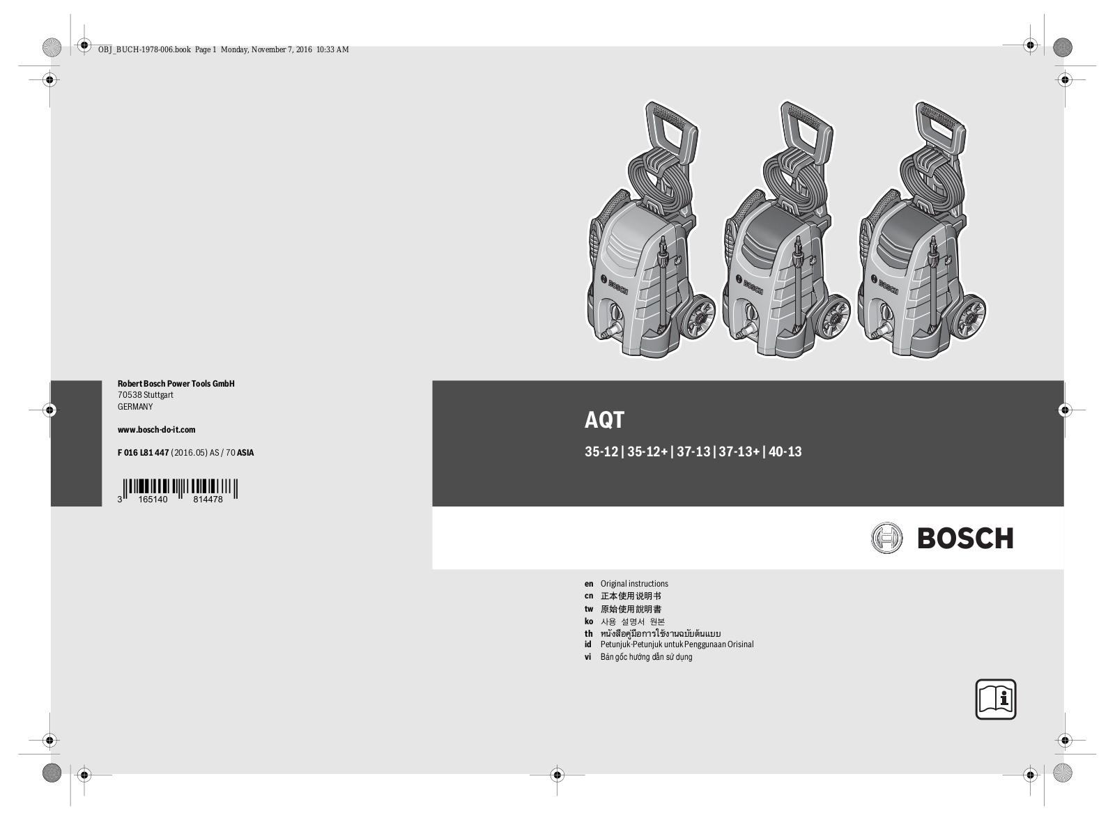 Bosch AQT 35-12, AQT 37-12, AQT 40-13 User Manual