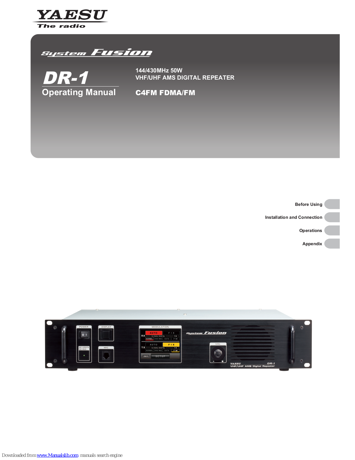 Yaesu DR-1, DR-1X, DR-1XE Operating Manual