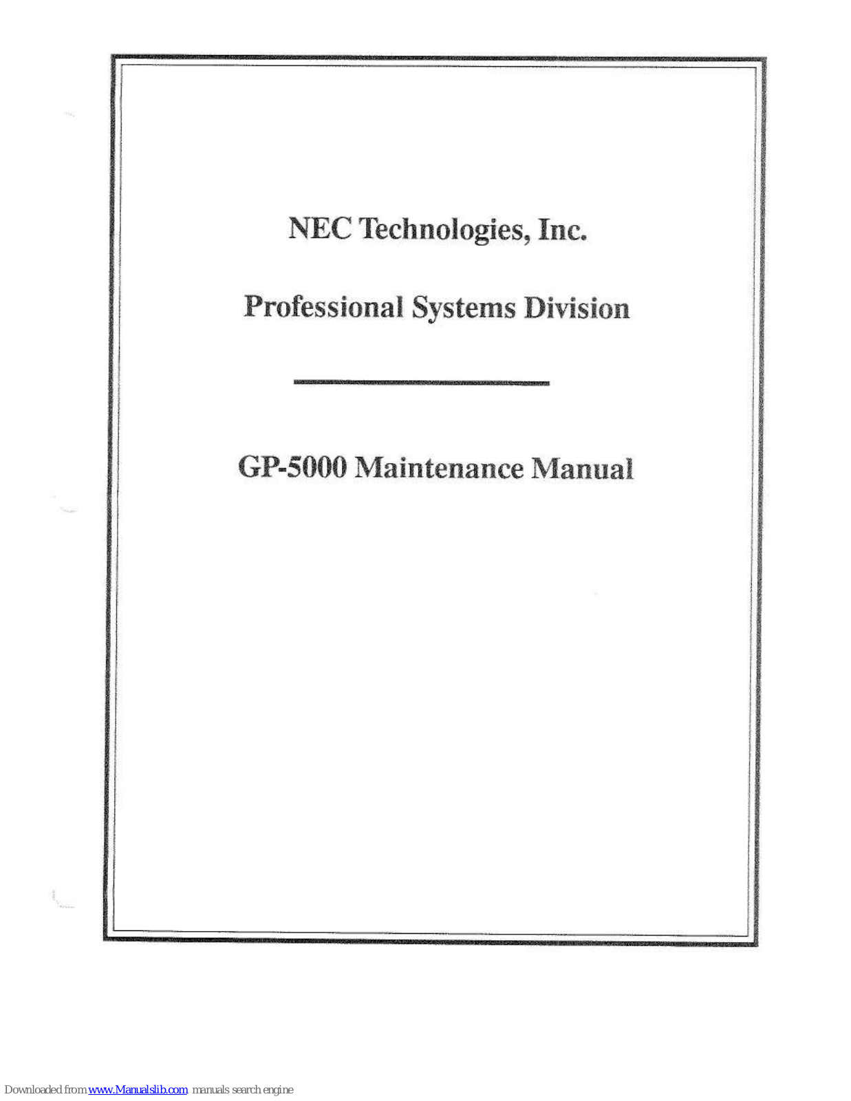 NEC GP-5000 Maintance Manual