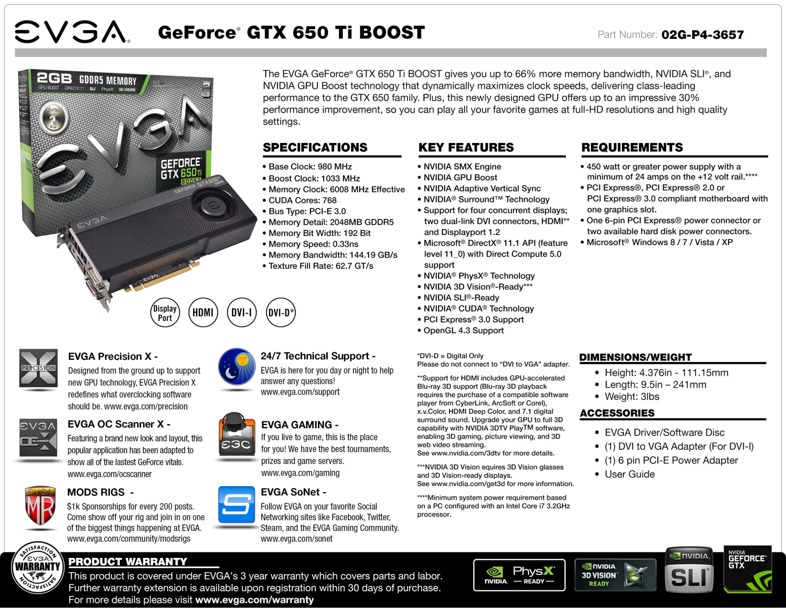 EVGA GTX 650 Ti User Manual