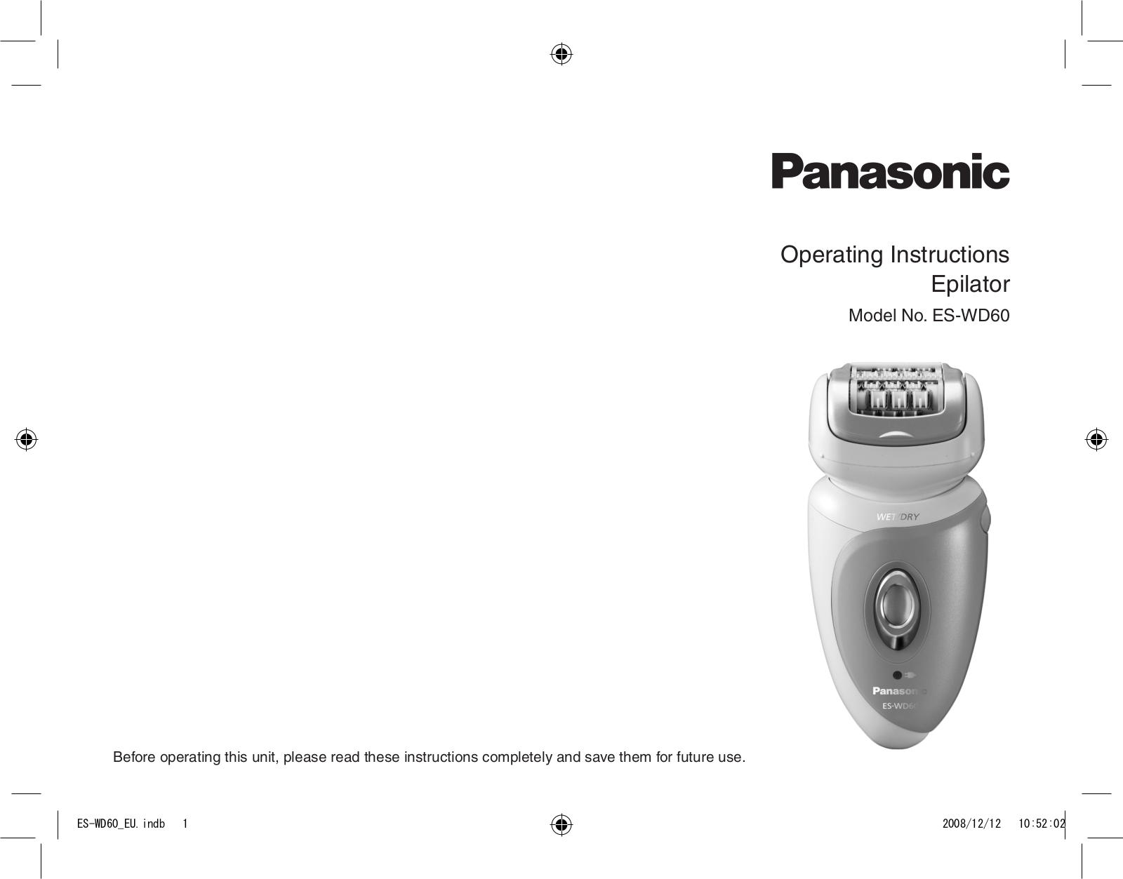 Panasonic ES-WD60 Operating instructions