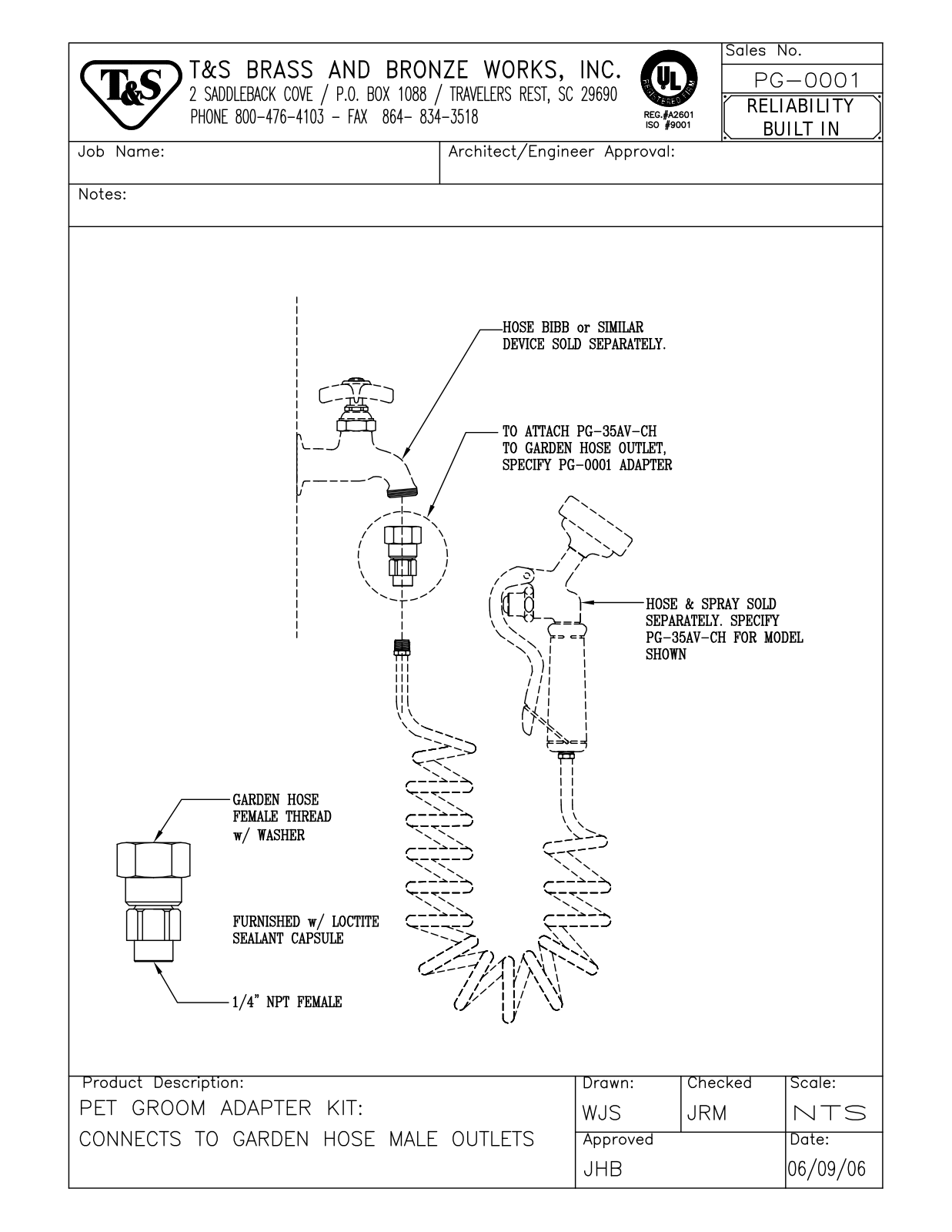 T&S Brass PG-0001 User Manual