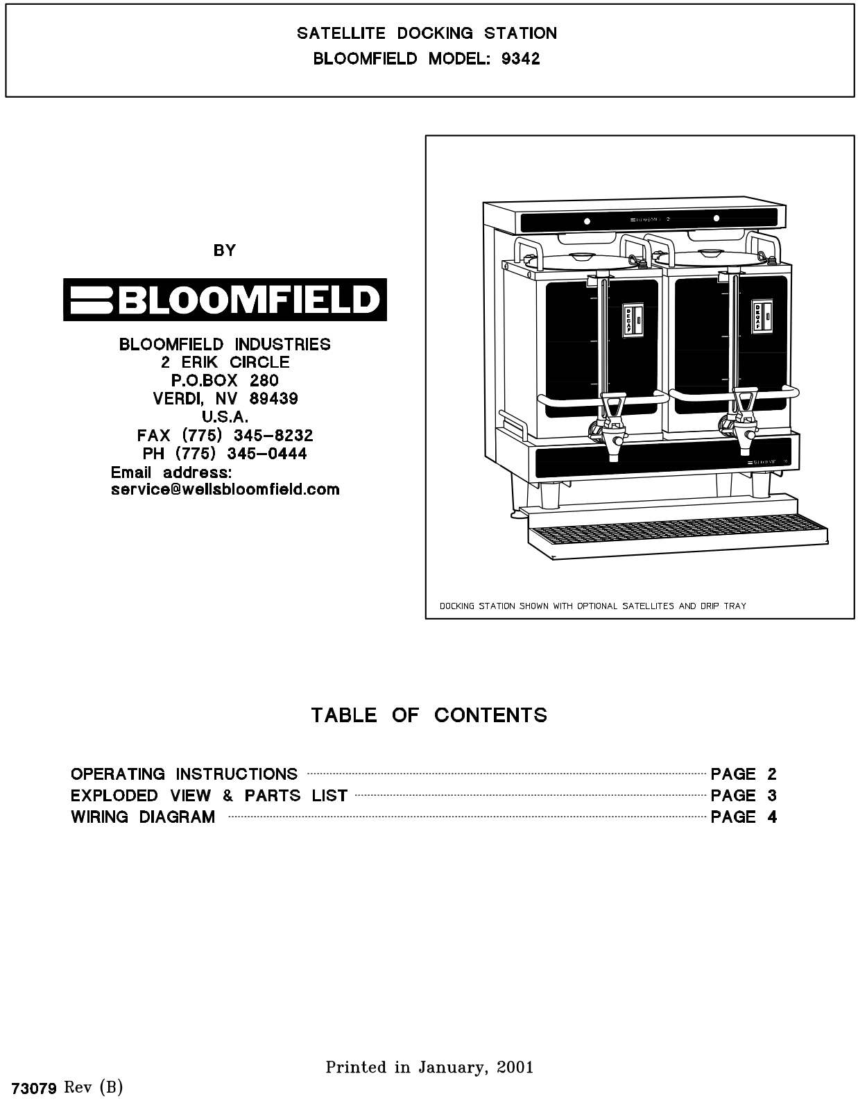 Bloomfield 9342 Parts List