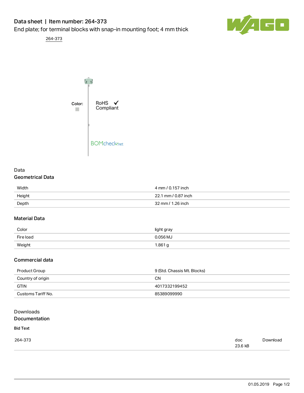 Wago 264-373 Data Sheet