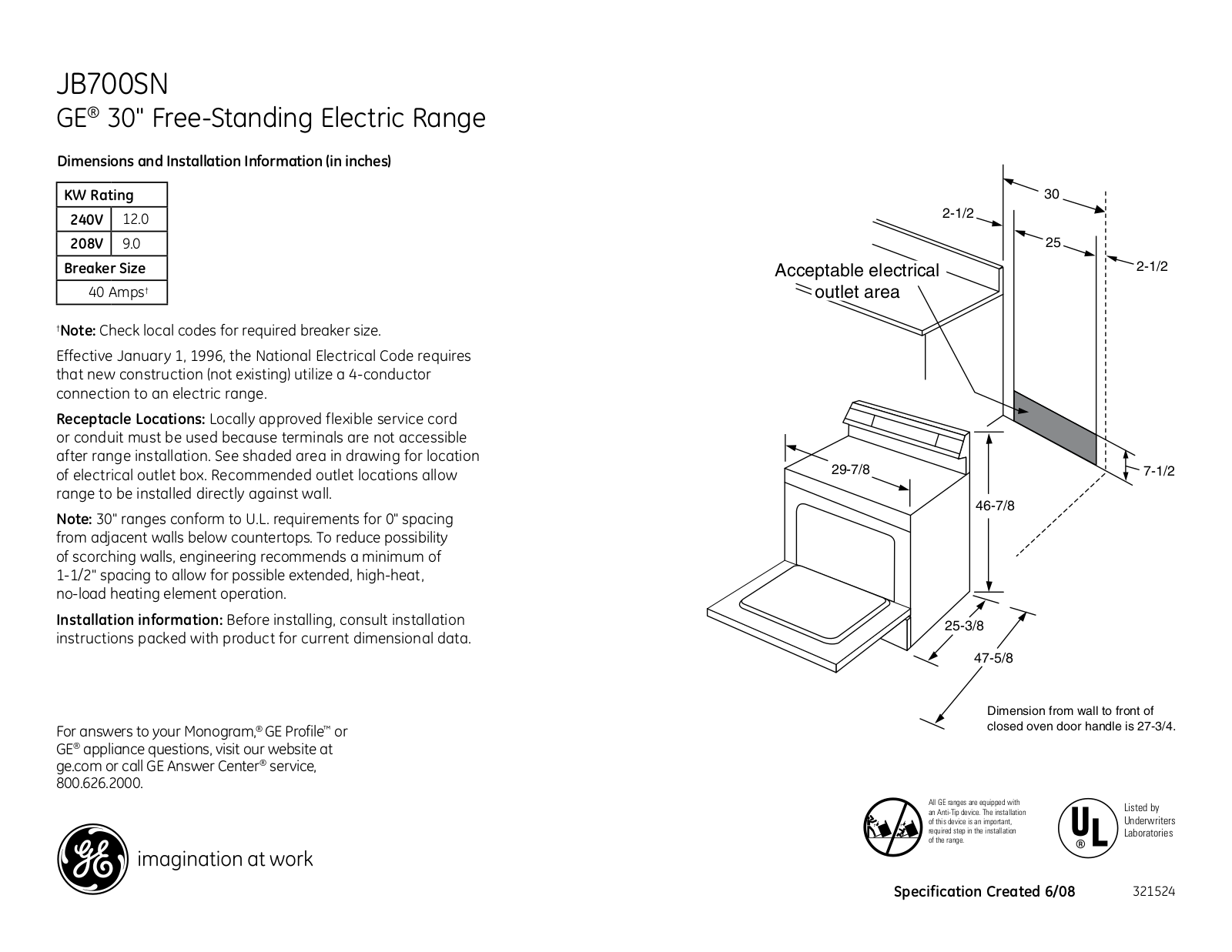 GE JB700SN User Manual