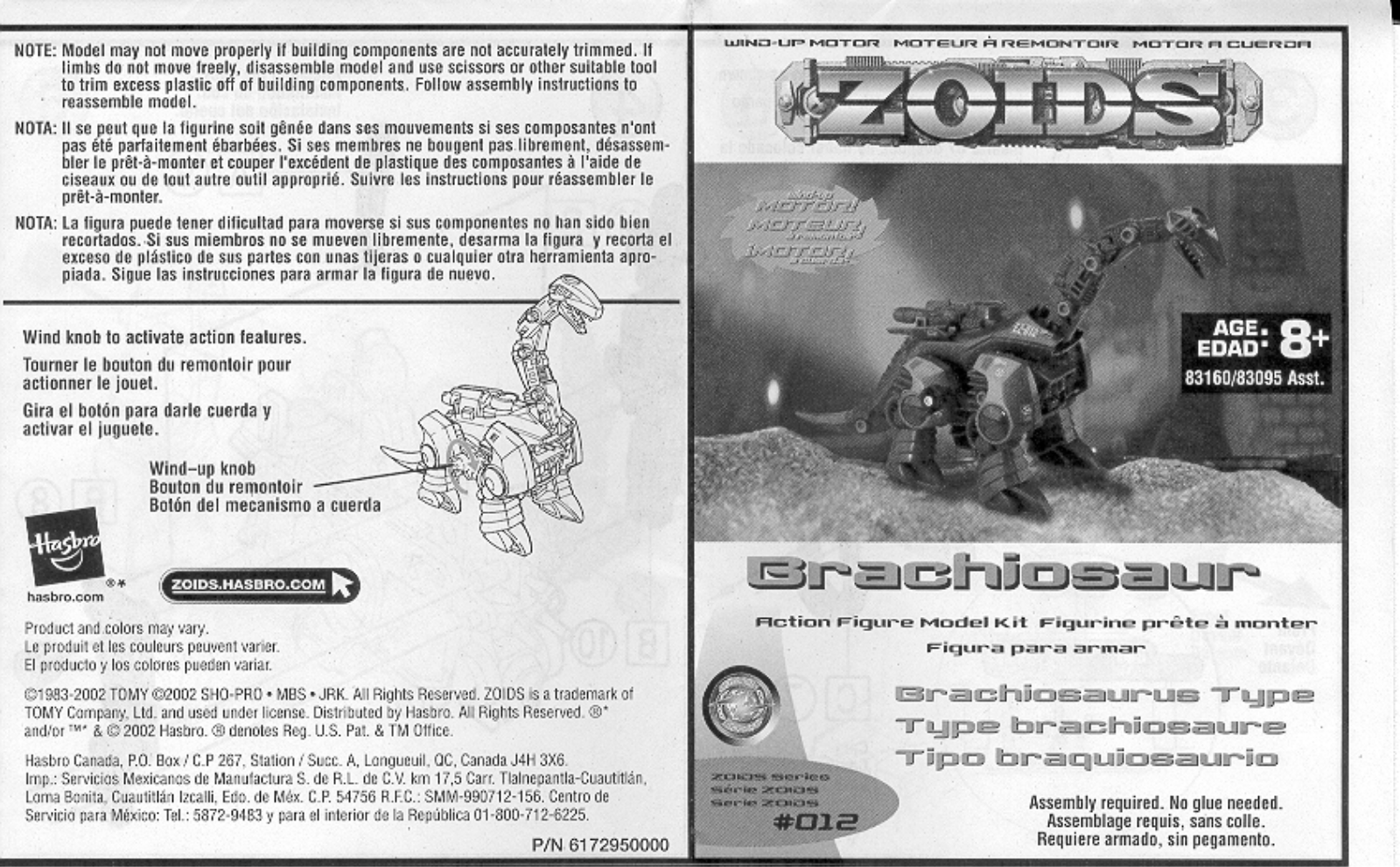 HASBRO BRACHIOSAUR Deluxe Model Kit User Manual