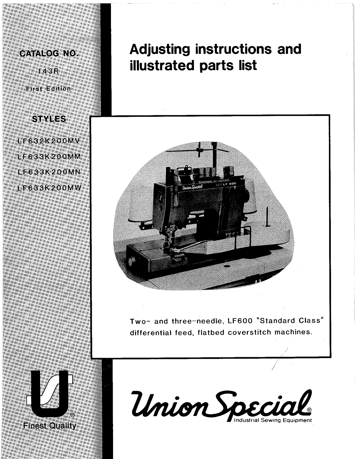 Union Special LF632K200MV, LF633K200MM, LF633K200MN, LF633K200MW Parts List