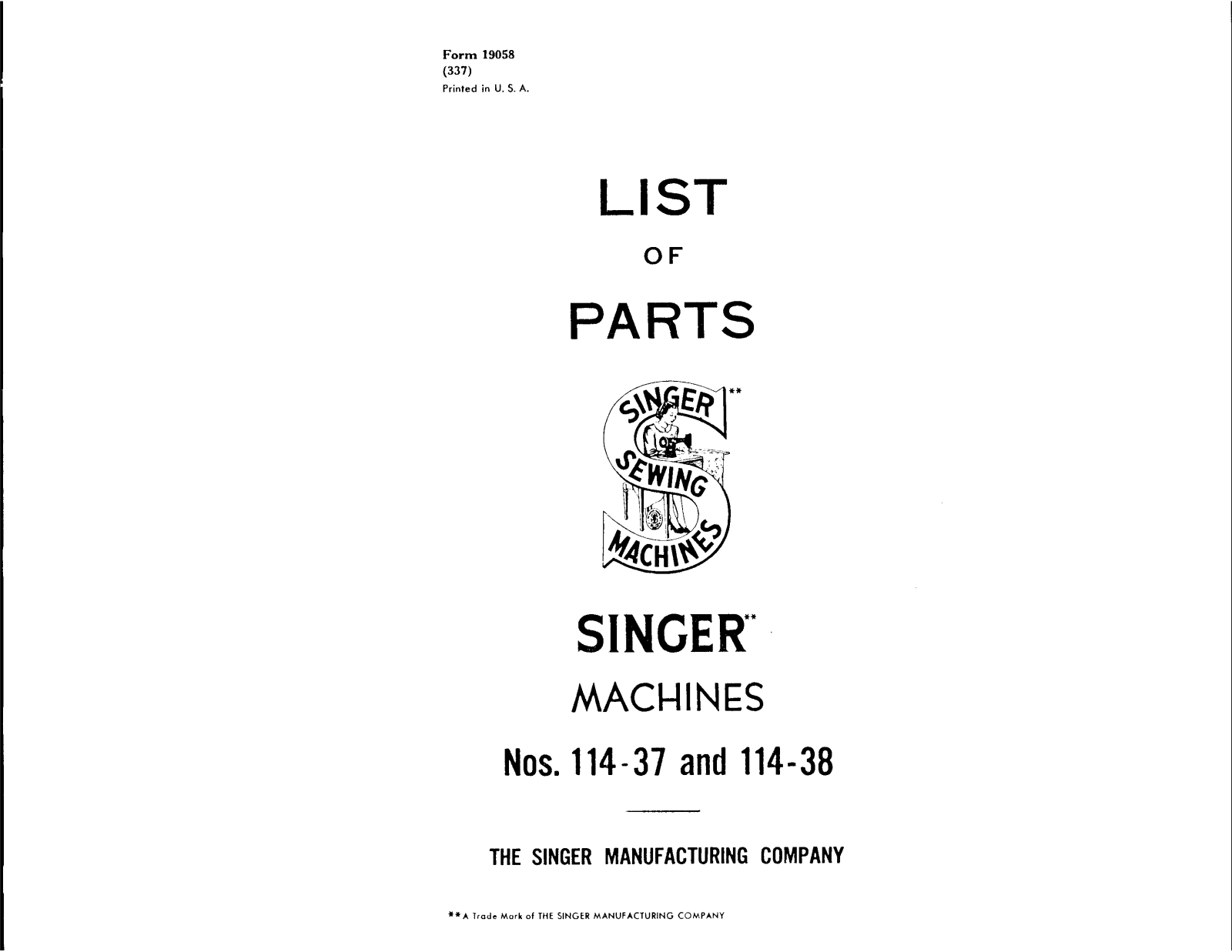 Singer 114-38 User Manual