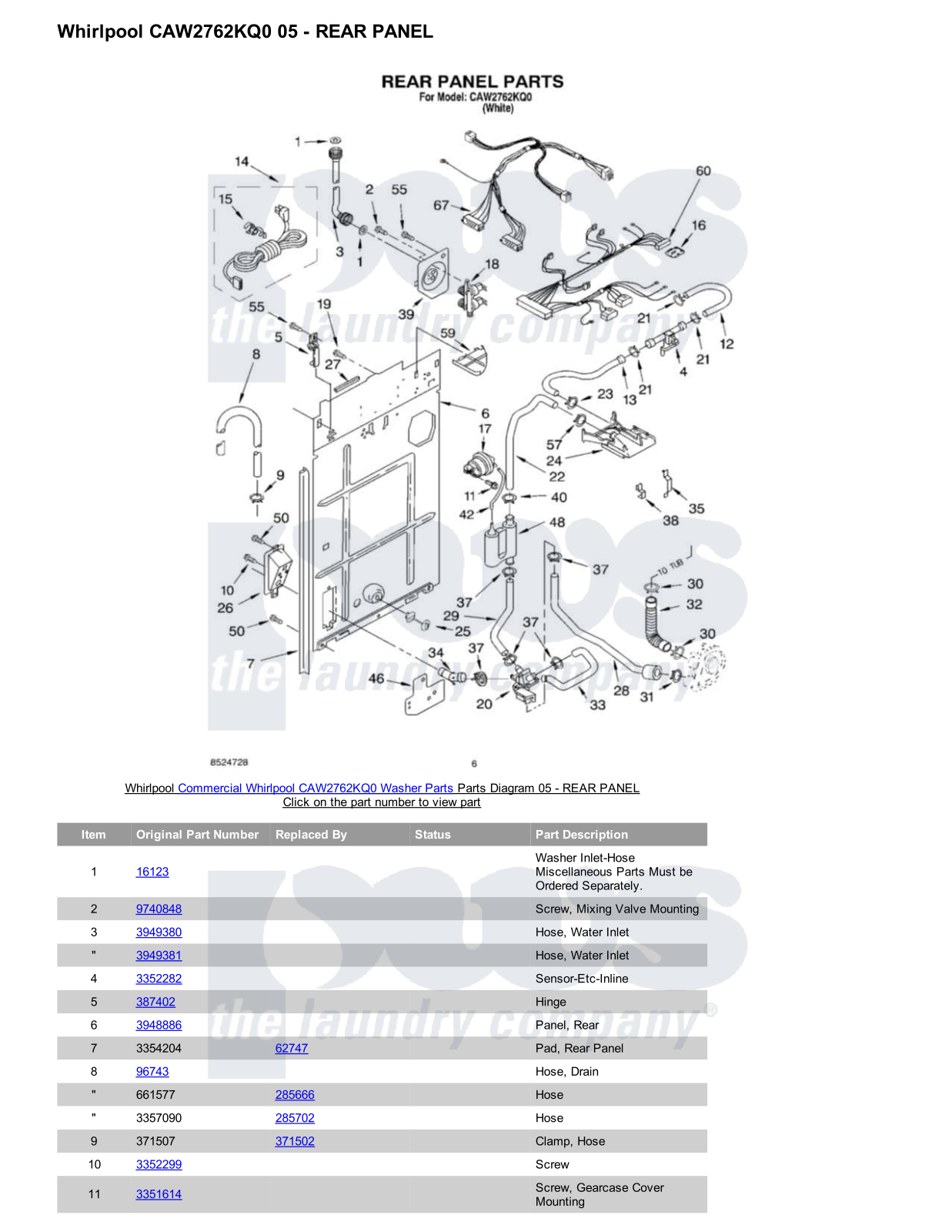 Whirlpool CAW2762KQ0 Parts Diagram