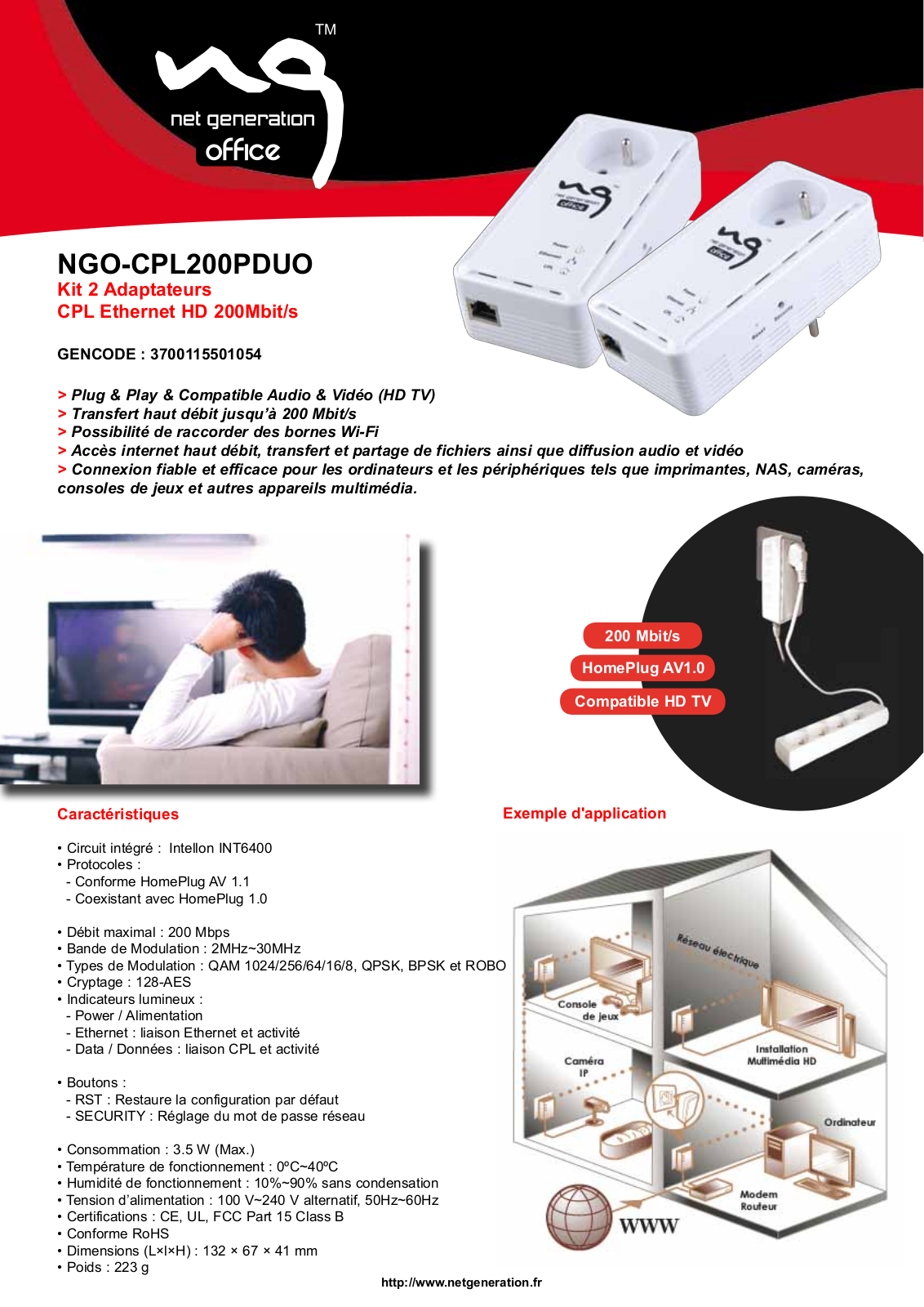 NET GENERATION NGO-CPL200PDUO User Manual