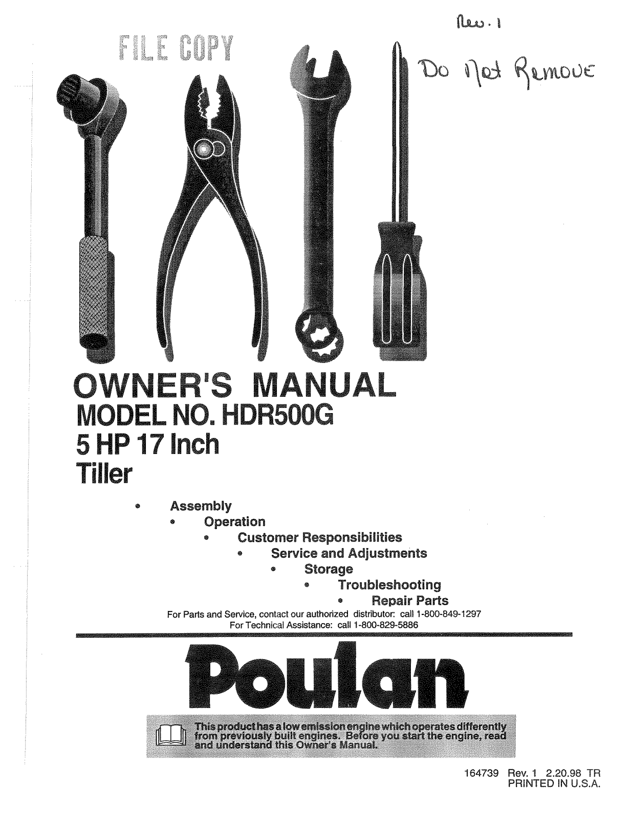 Poulan HDR500G User Manual