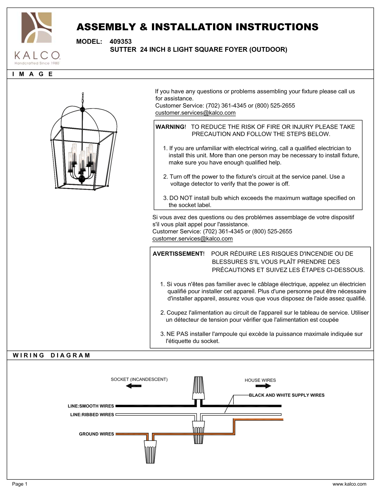 Kalco 409353BM User Manual