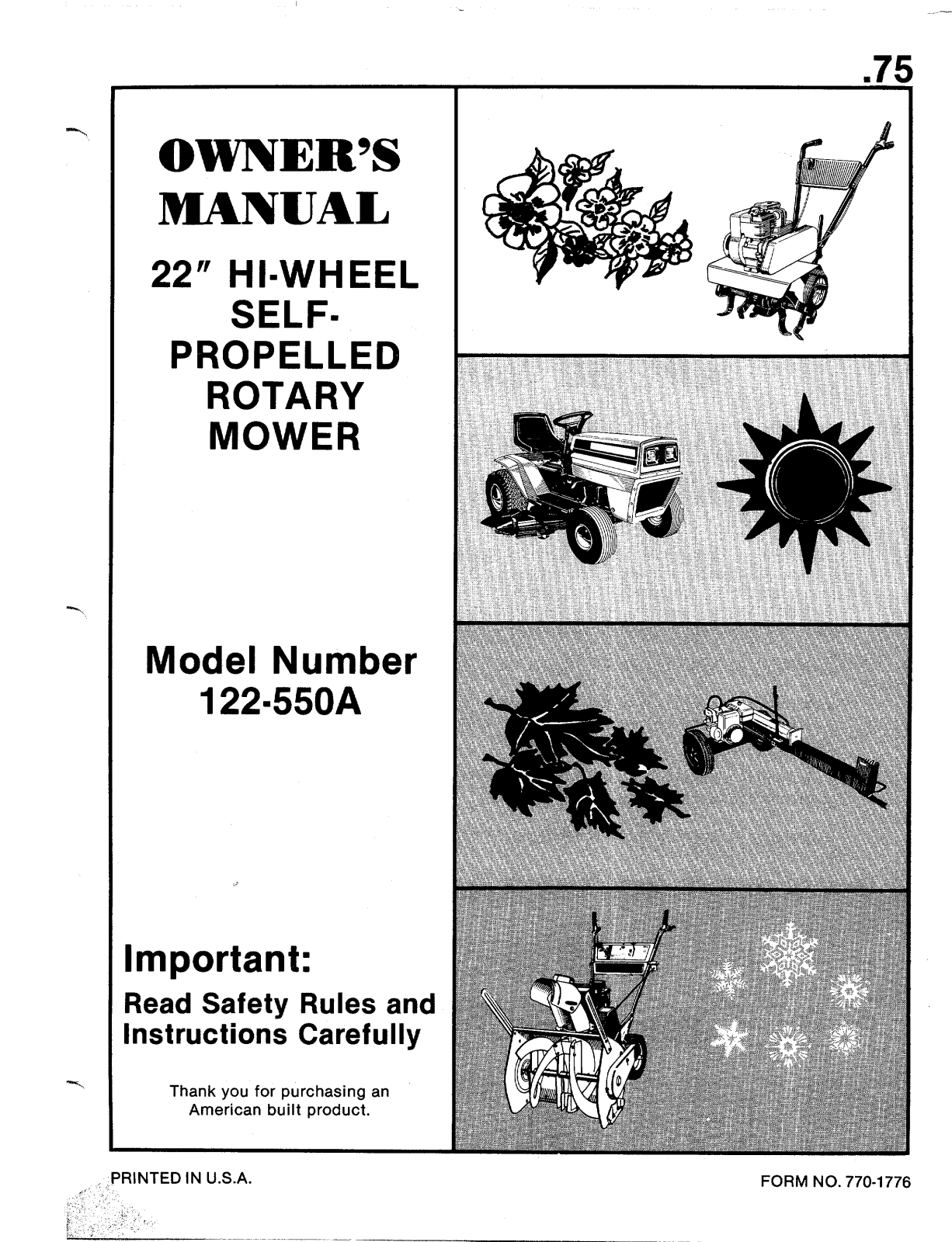 Mtd 122-550a user Manual