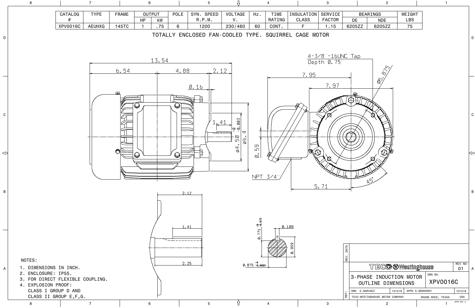 Teco XPV0016C Reference Drawing