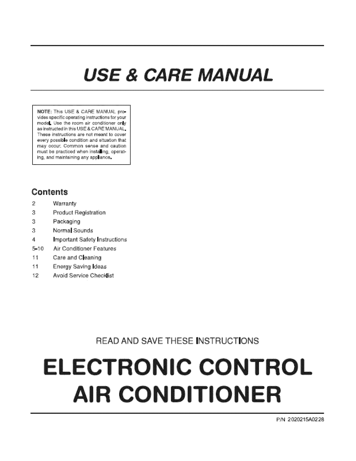 Frigidaire FAC104P1AA, FAC104P1AB Owner’s Manual