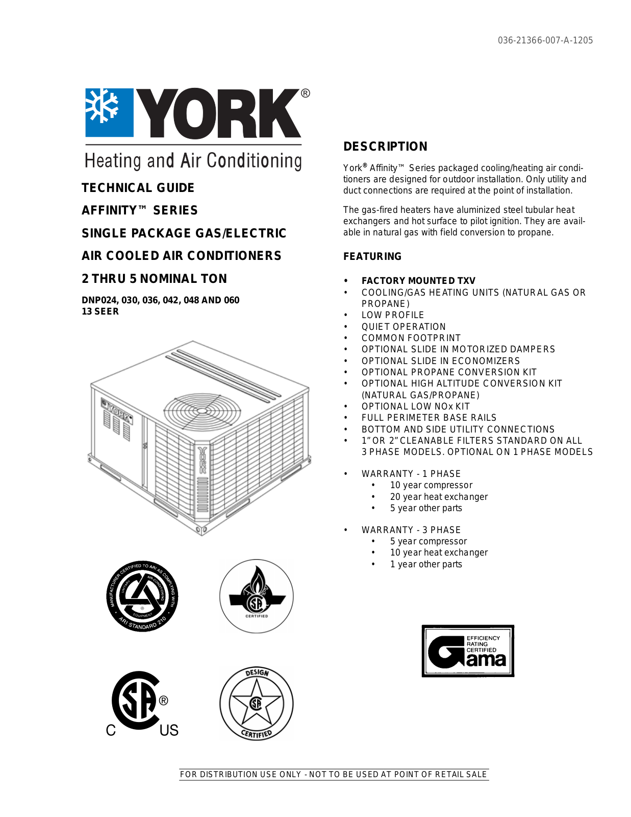 York DNP024, DNP030, DNP036, DNP042, DNP048 User Manual