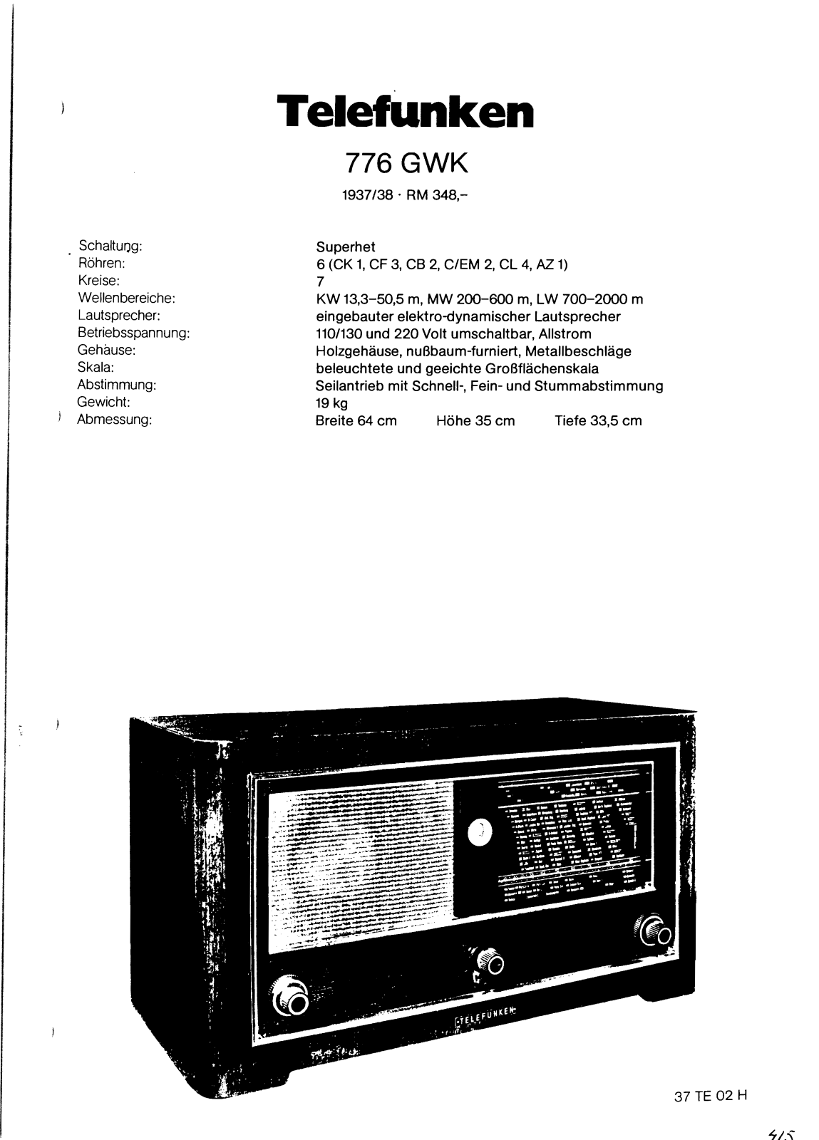 Telefunken 776-GWK Schematic