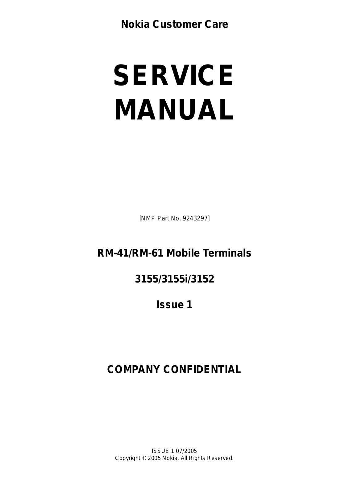 Nokia 3155, 3155i, 3152 Service manual