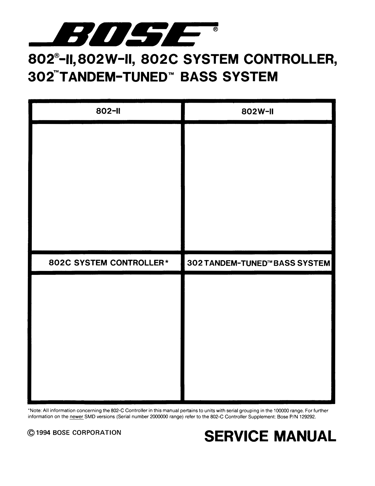 Bose 802-II, 802-C, 302, 802-W-II Service Manual