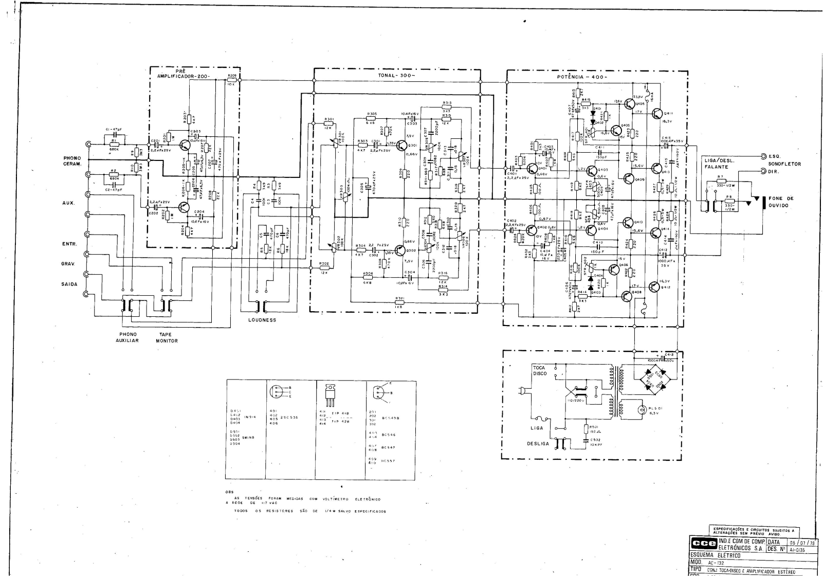 CCE AC-132 Schematic