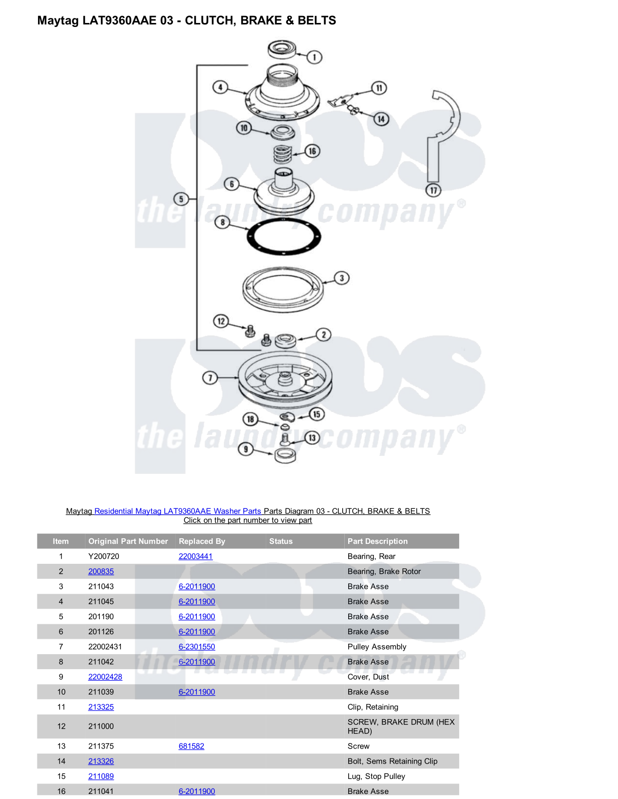 Maytag LAT9360AAE Parts Diagram