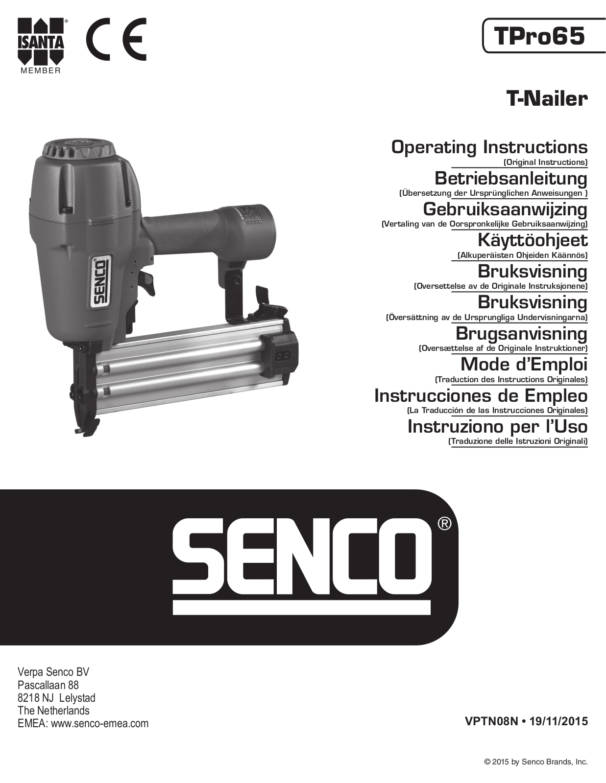 Senco TPro65 Operating Instructions Manual