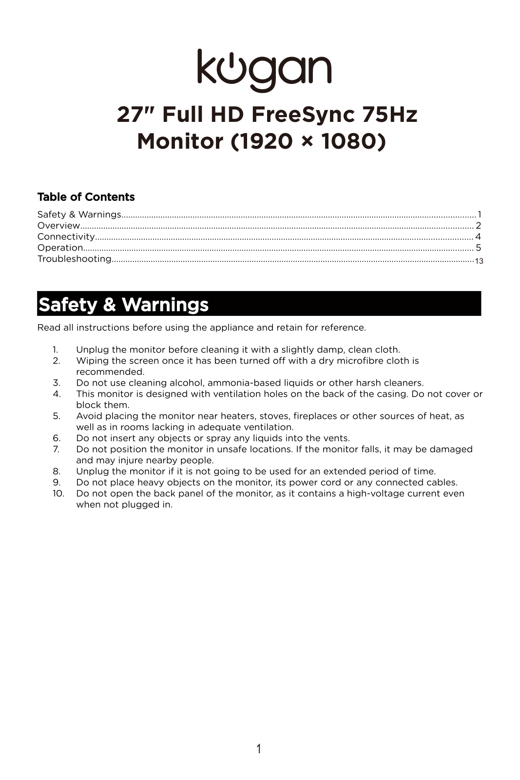 Kogan KAMN27F75QA User Manual