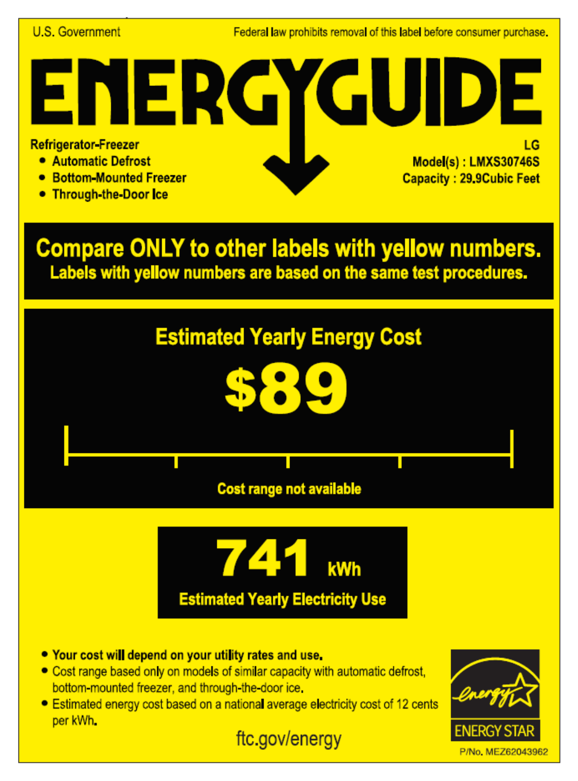 Lg LMXS30746S Energy Guide