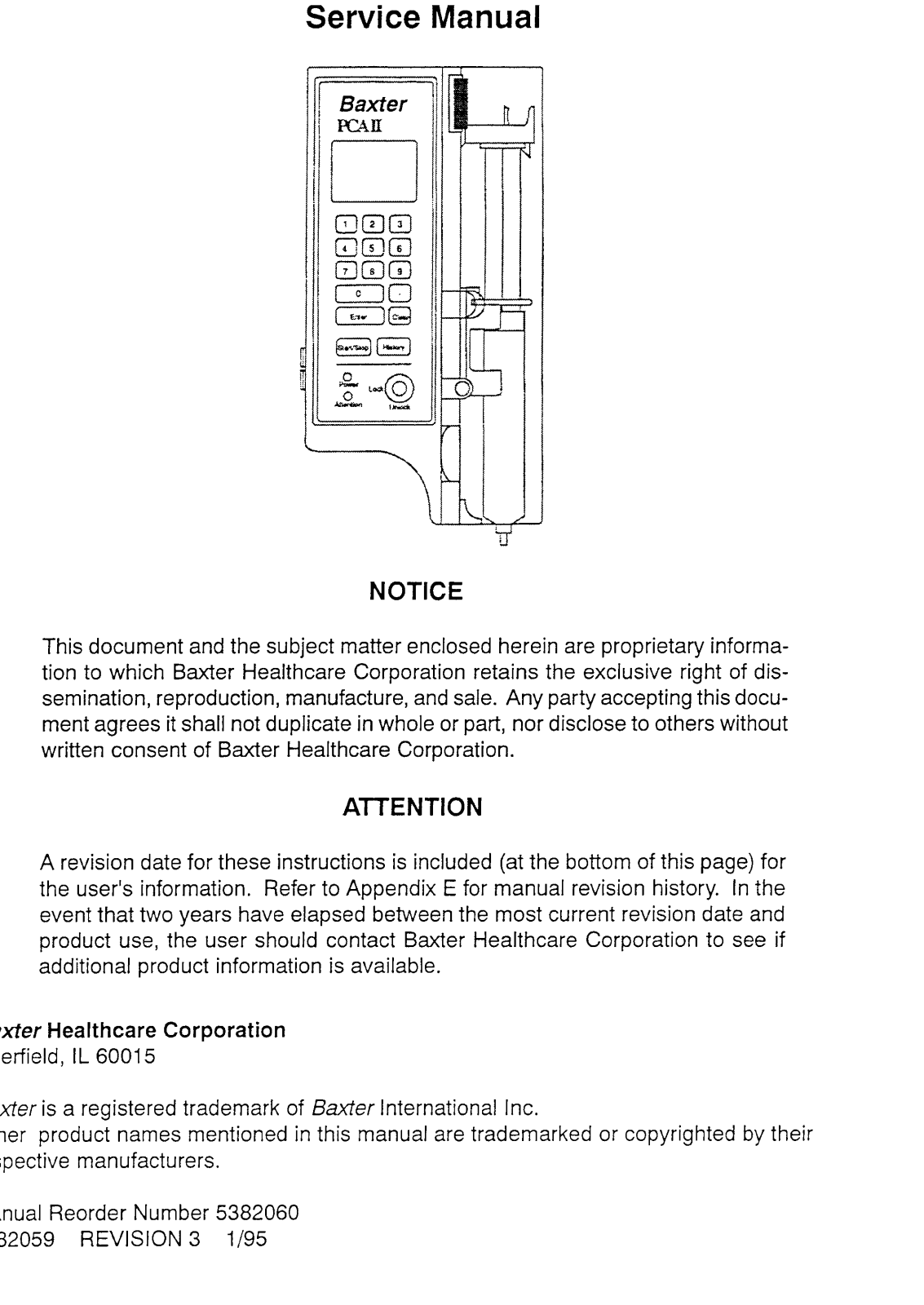 Baxter PCA II Service manual