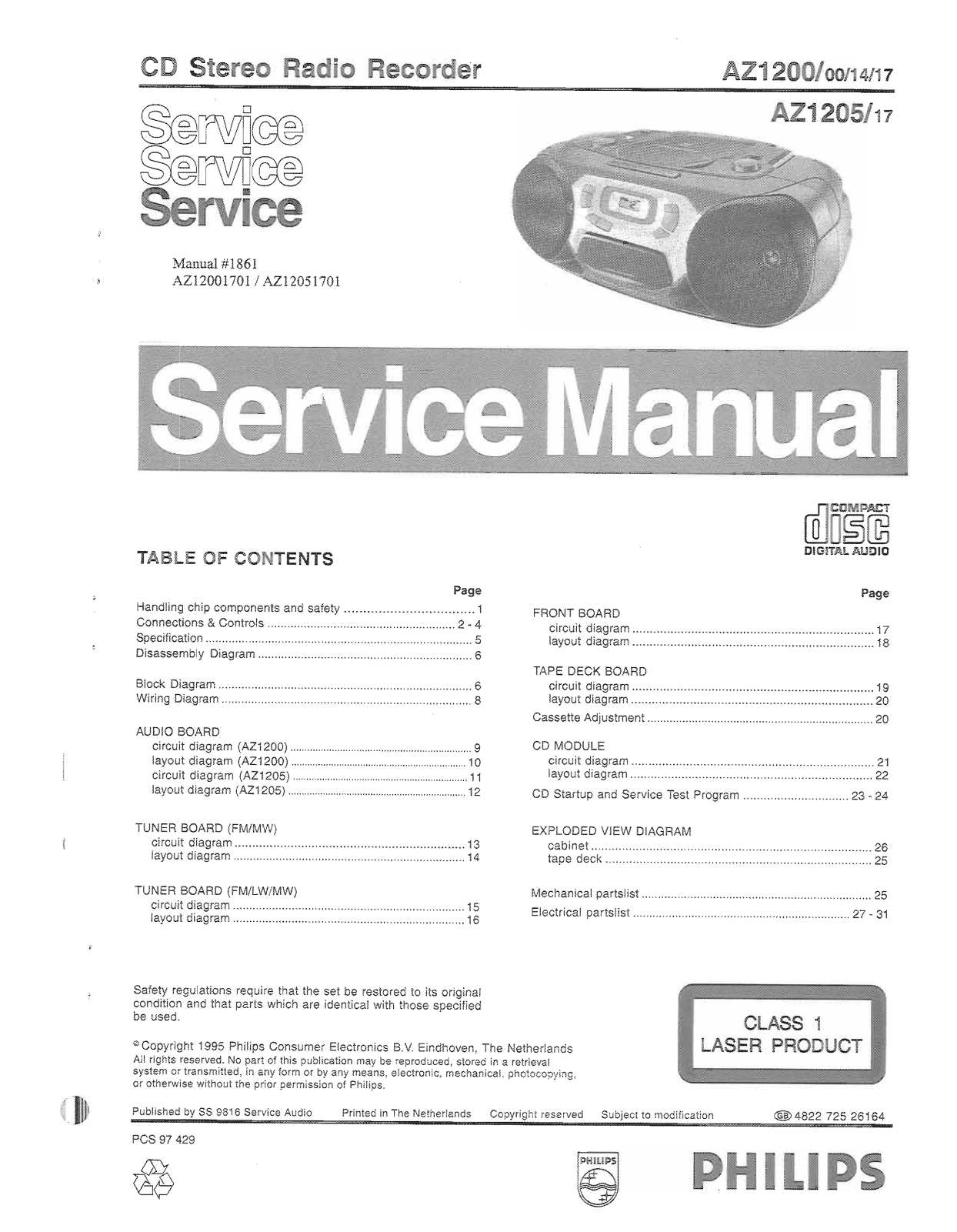 Philips AZ-1200 Service Manual