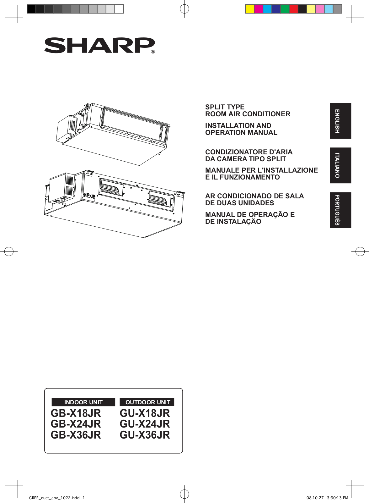 Sharp GB-X24JR, GU-X24JR, GB-X36JR, GB-X18JR, GU-X36JR User Manual