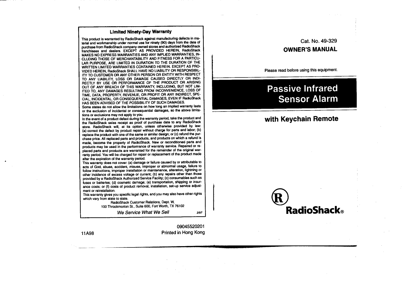 Radio Shack 4900329AR User Manual