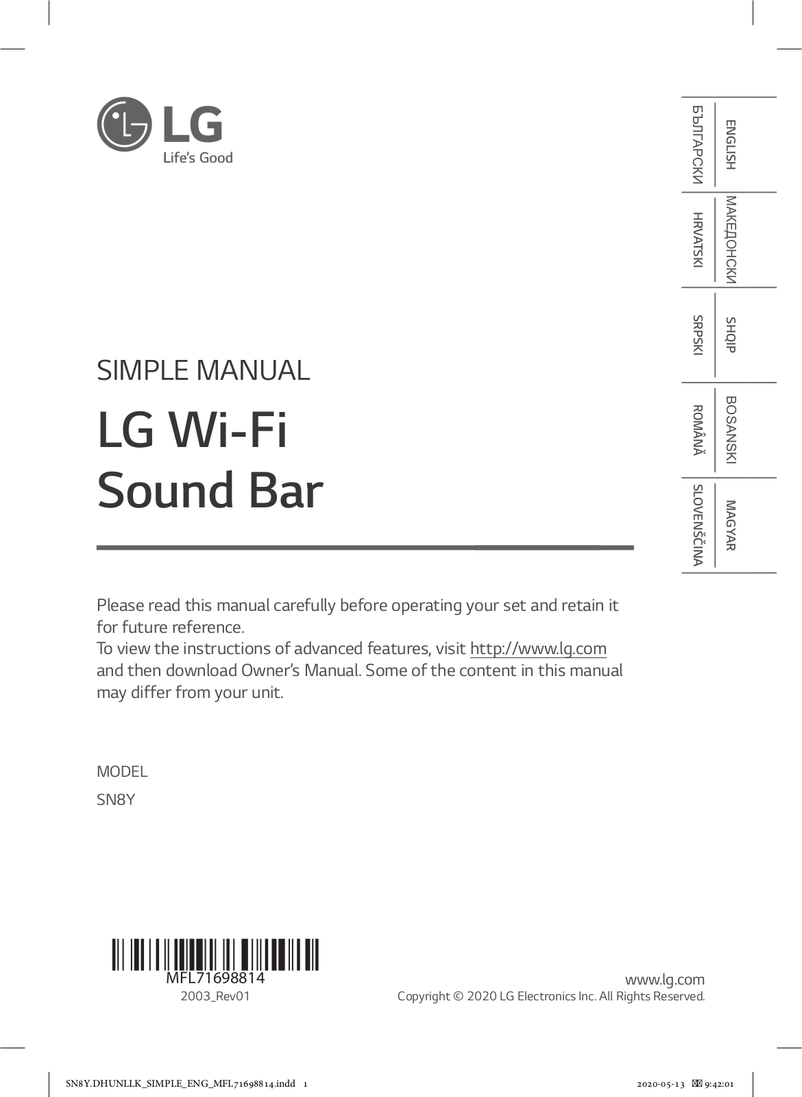 LG SN8Y Quick Guide