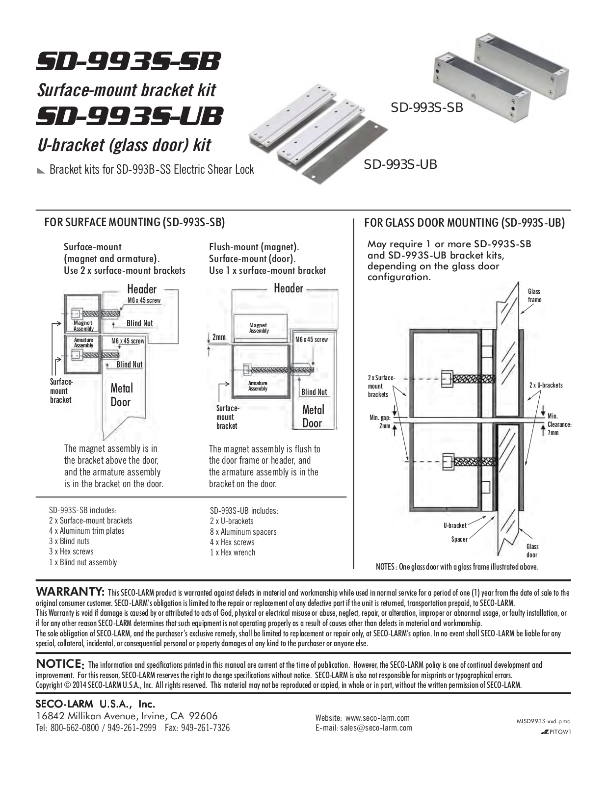 Seco-Larm SD-993S-SB User Manual