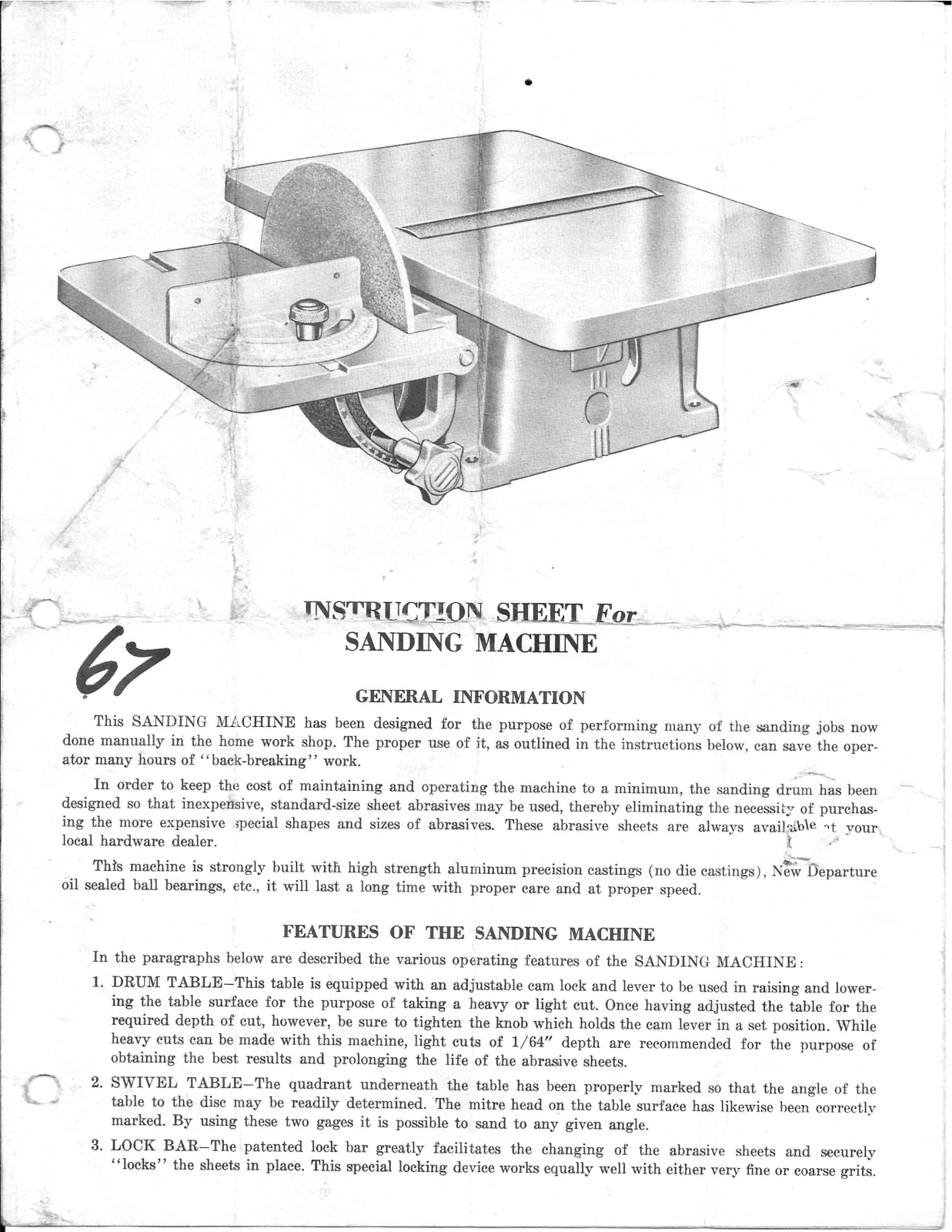Foster Manufacturing Instruction sheet for sanding machine Sanders/Grinders - ManualMachine.com