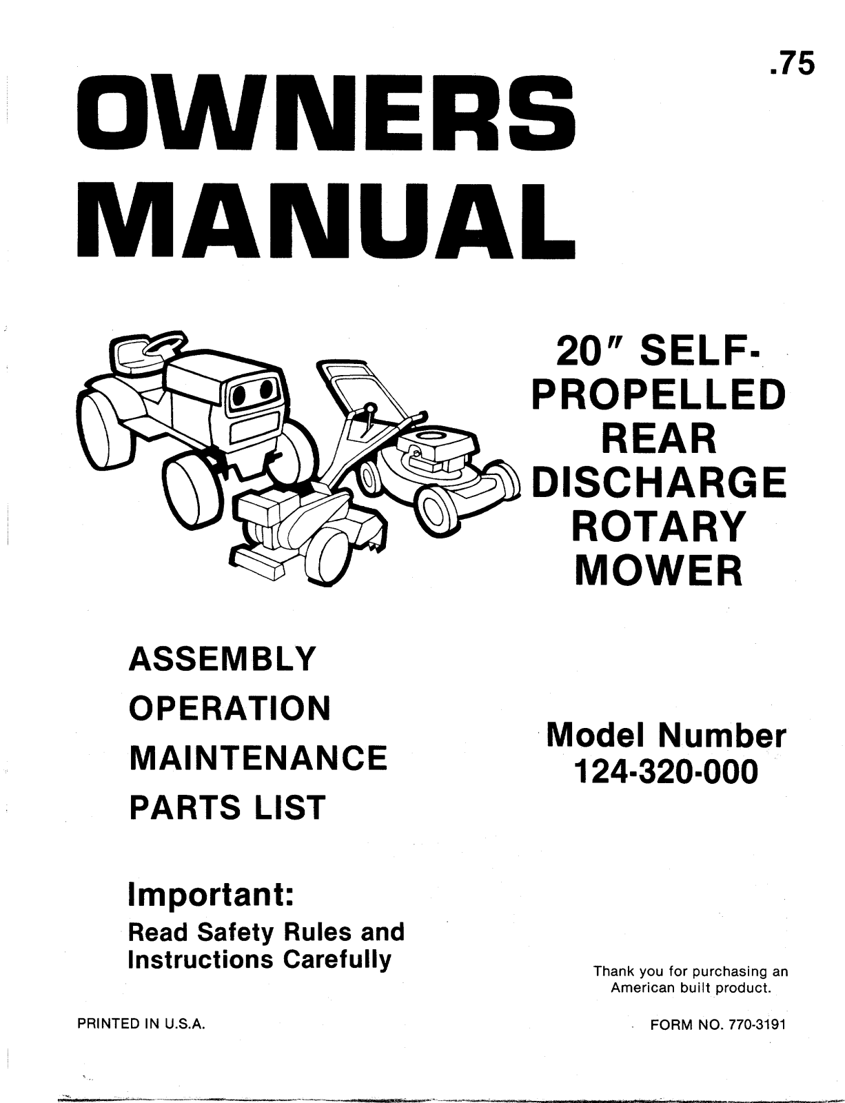 MTD 124-320-000 User Manual