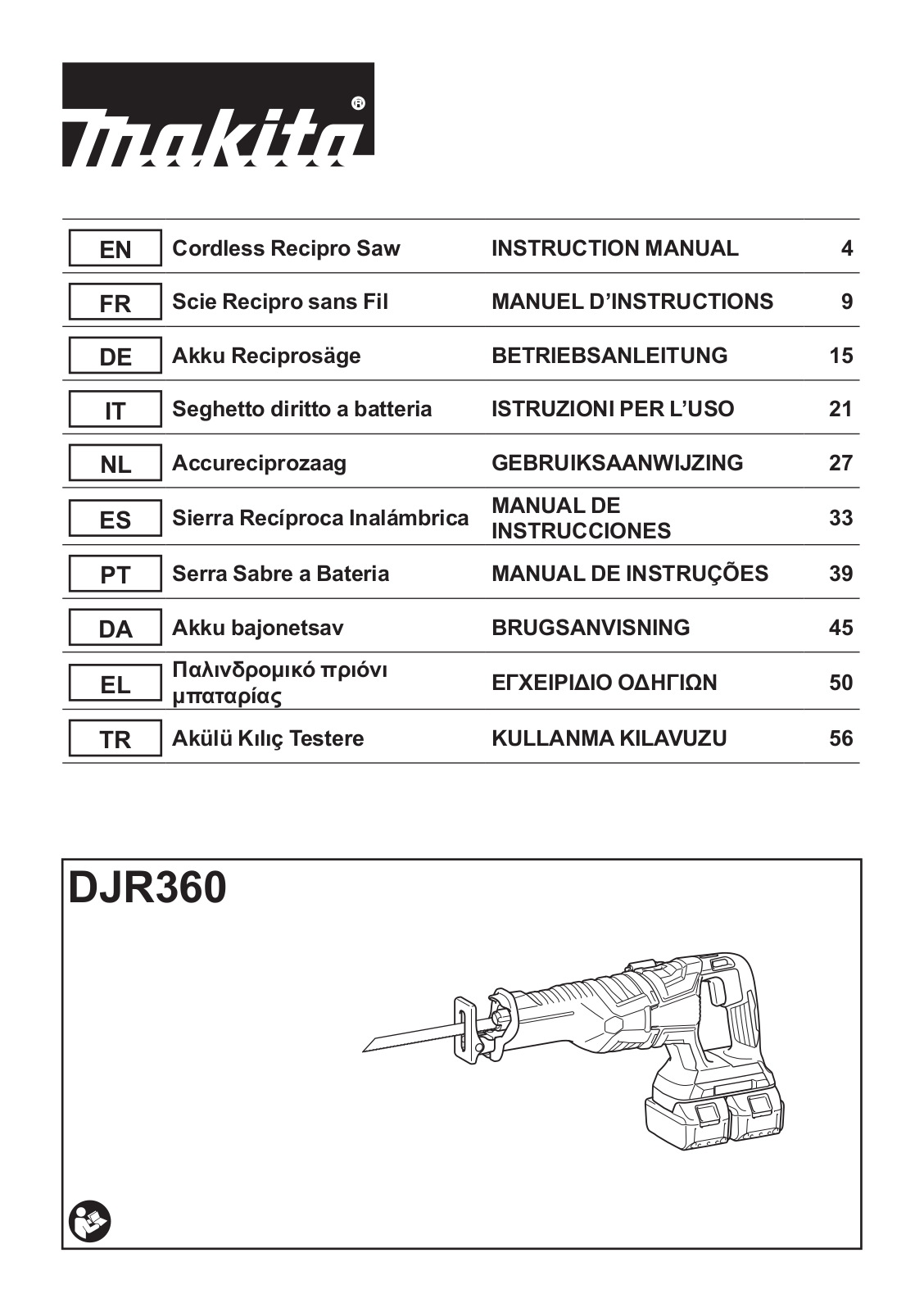 Makita DJR360Z User Manual