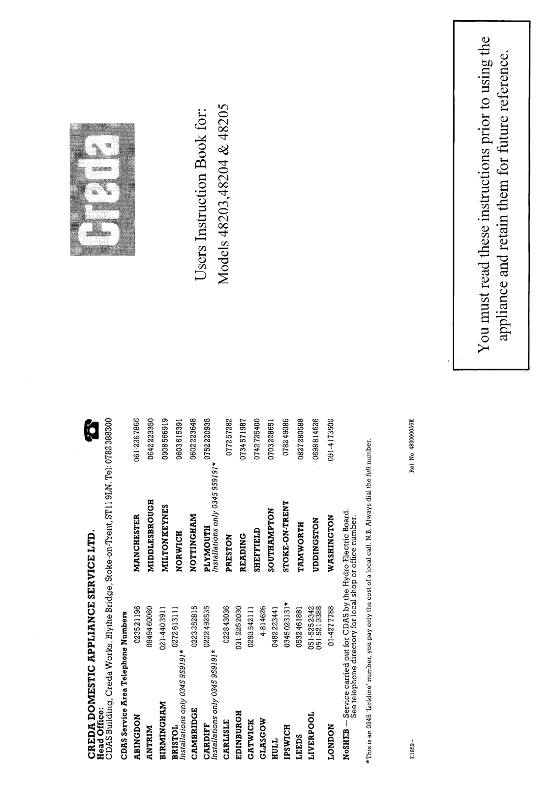 Creda HB48205 User Manual