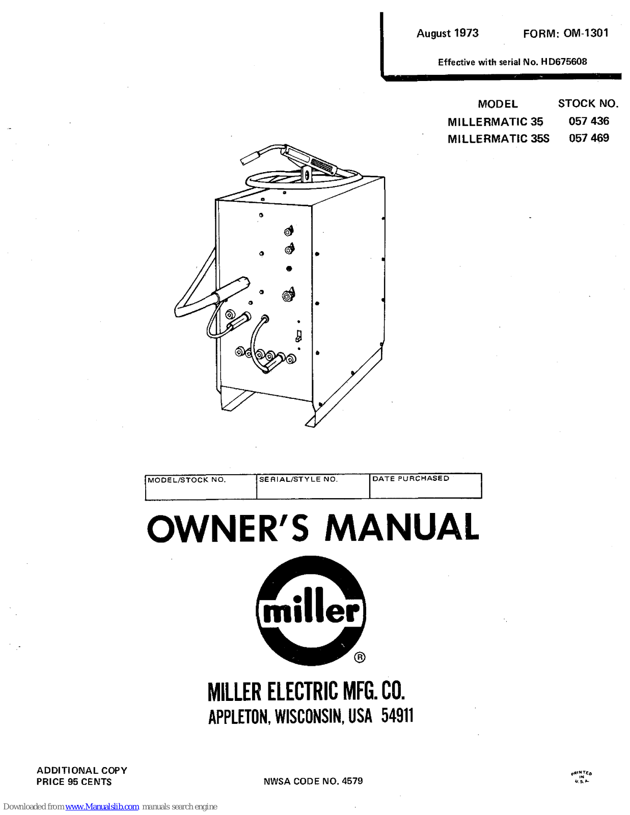 Miller Millermatic 35, Millermatic 35S Owner's Manual