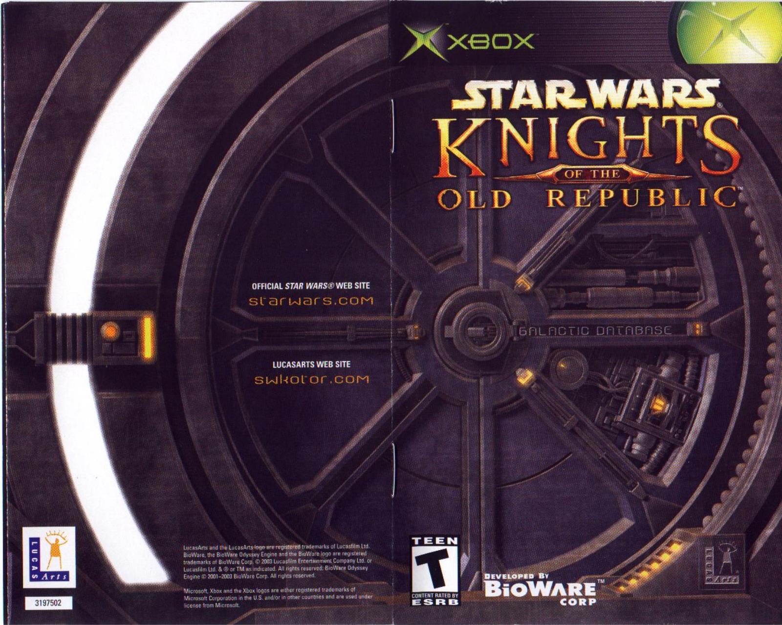 Games Microsoft XBOX STAR WARS-KNIGHTS OF THE OLD REPUBLIC User Manual