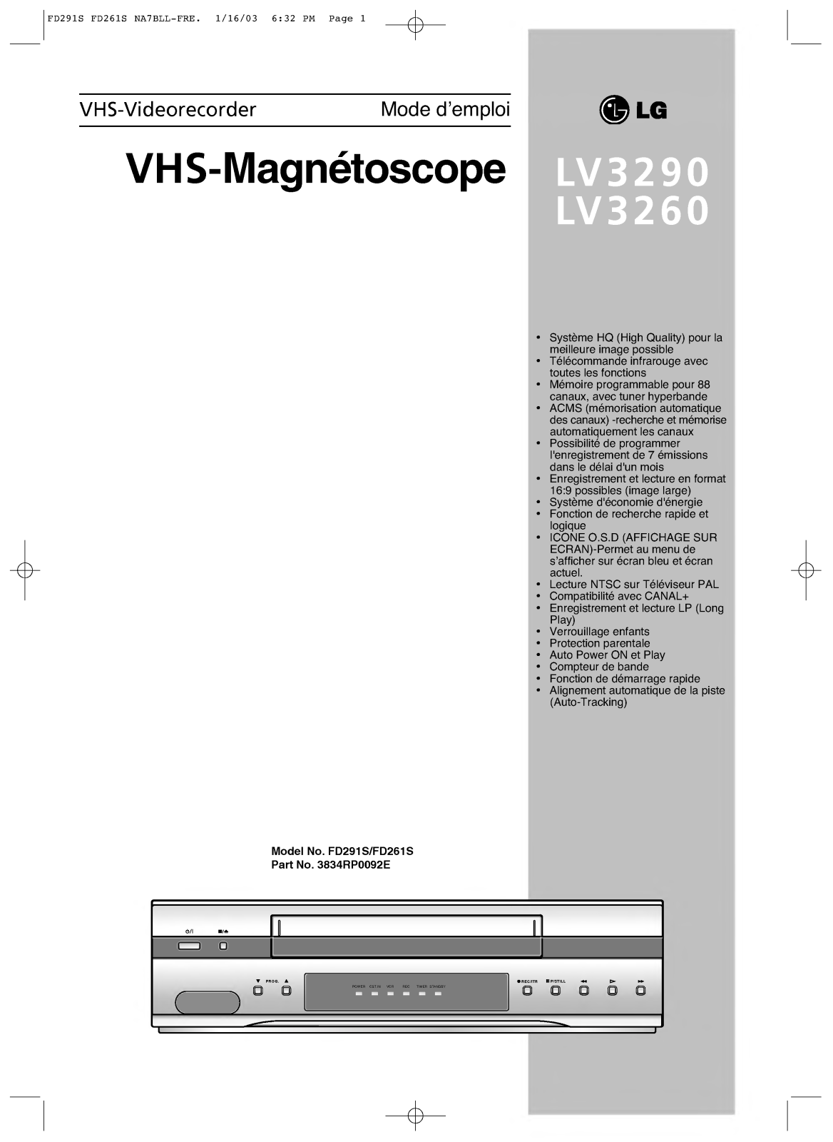 LG LV3290 User Manual
